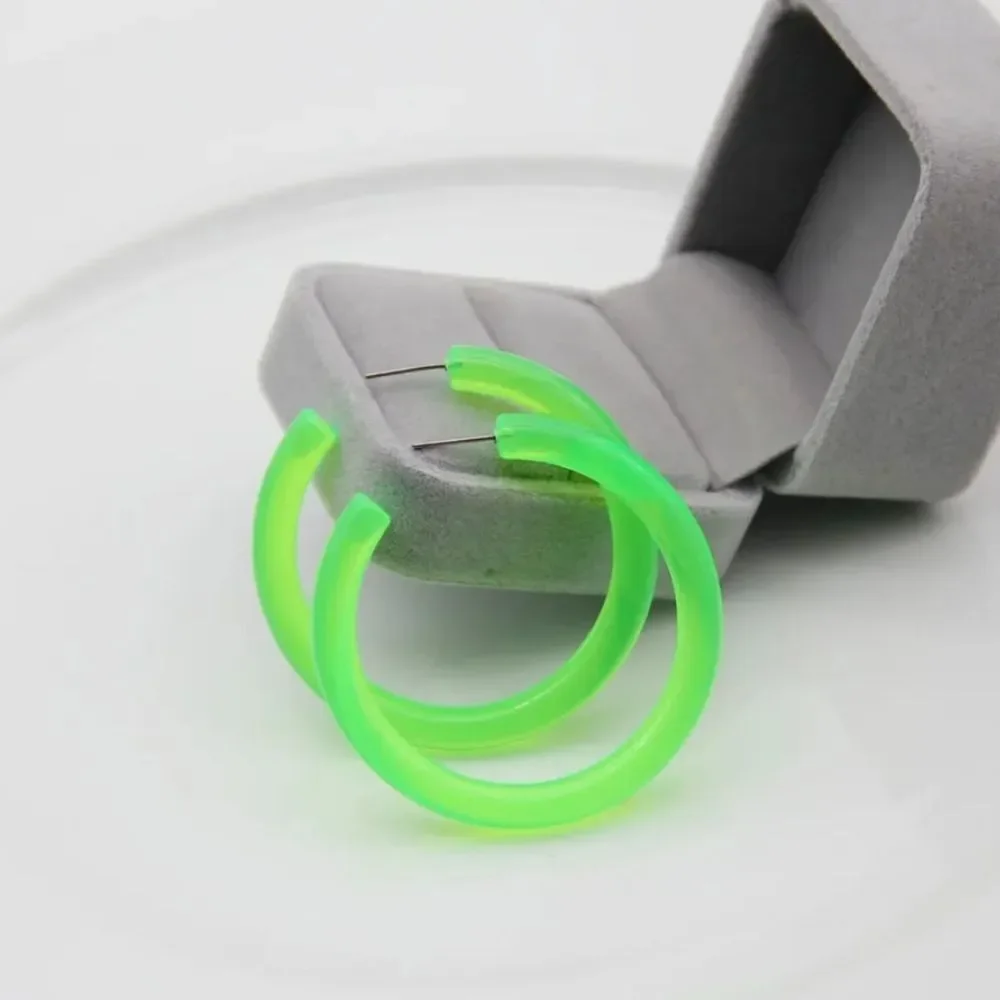 NWOT Neon Green Acrylic Hoops